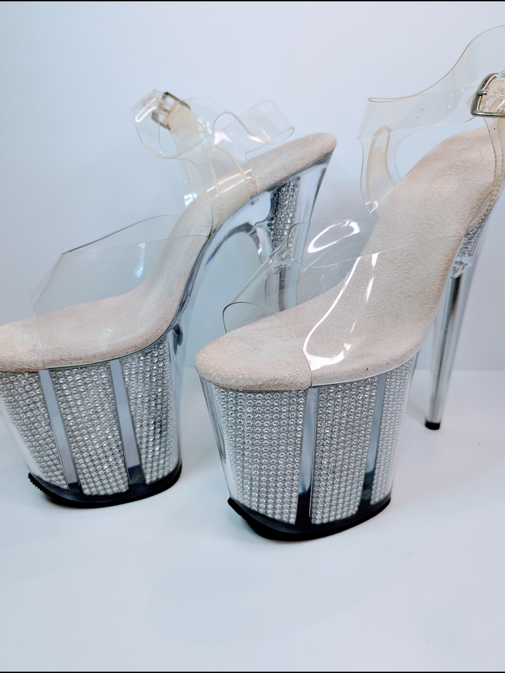 Pleaser Adore-708SRS Platform Heels Simulated Rhinestone Filled Bottom S 10
